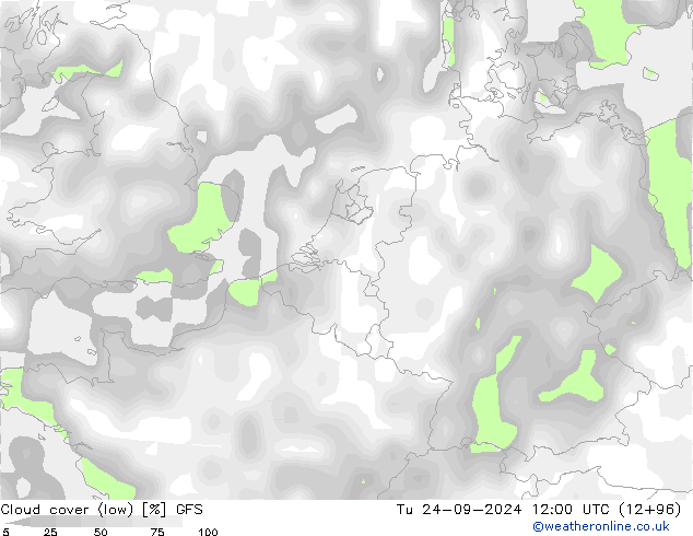 nízká oblaka GFS Út 24.09.2024 12 UTC