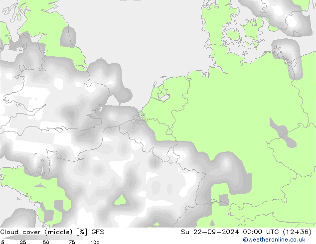 Cloud cover (middle) GFS Su 22.09.2024 00 UTC