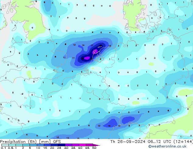 opad (6h) GFS czw. 26.09.2024 12 UTC