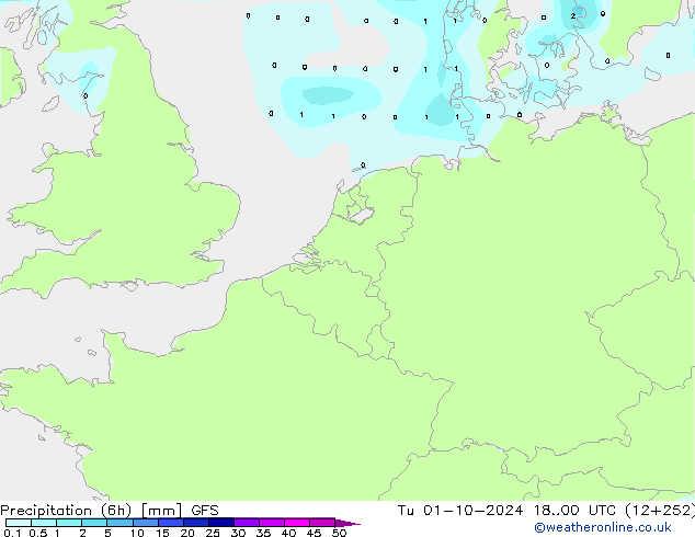 Yağış (6h) GFS Sa 01.10.2024 00 UTC