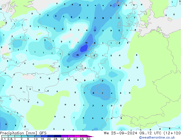 Precipitación GFS mié 25.09.2024 12 UTC