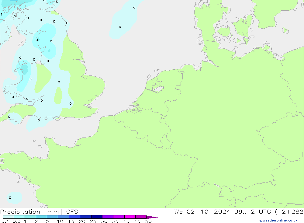 Precipitation GFS We 02.10.2024 12 UTC