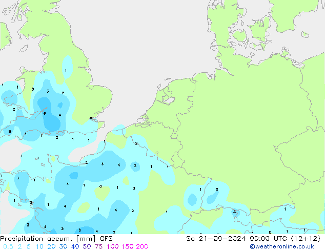 Precipitación acum. GFS sáb 21.09.2024 00 UTC