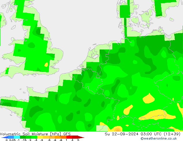 Volumetric Soil Moisture GFS nie. 22.09.2024 03 UTC