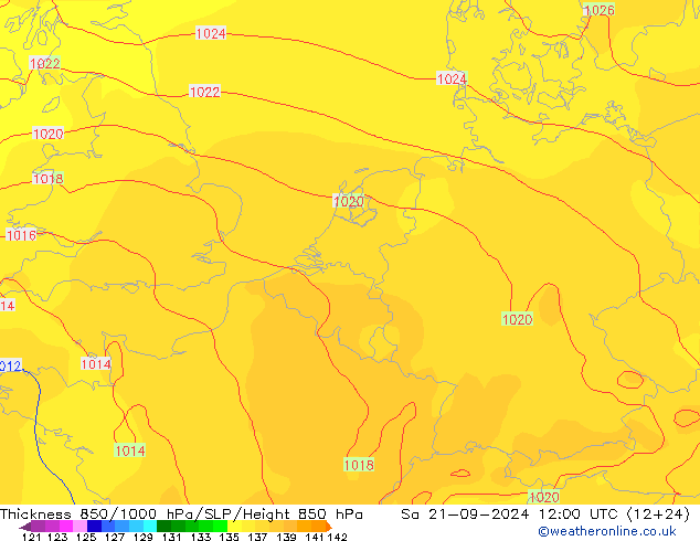 Thck 850-1000 hPa GFS Settembre 2024