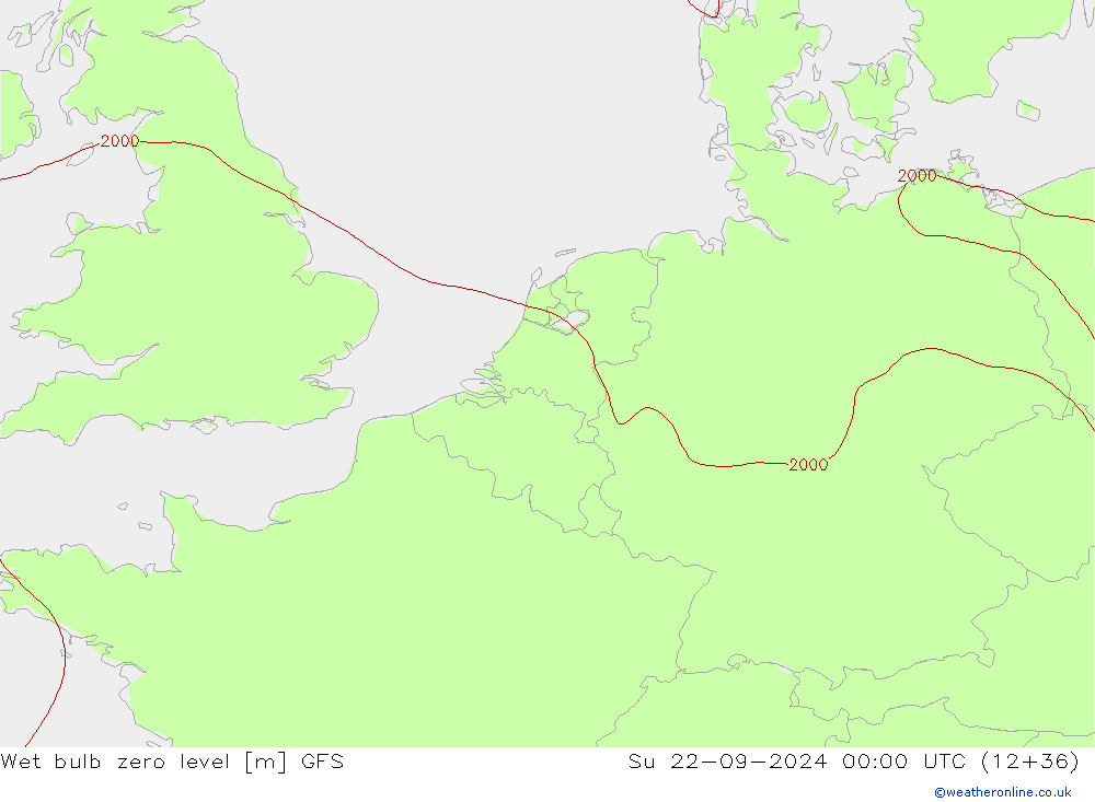 Wet bulb zero level GFS Su 22.09.2024 00 UTC