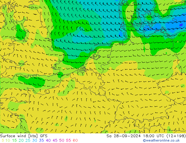 Surface wind GFS Sa 28.09.2024 18 UTC