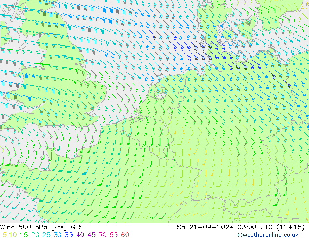 Wind 500 hPa GFS Sa 21.09.2024 03 UTC