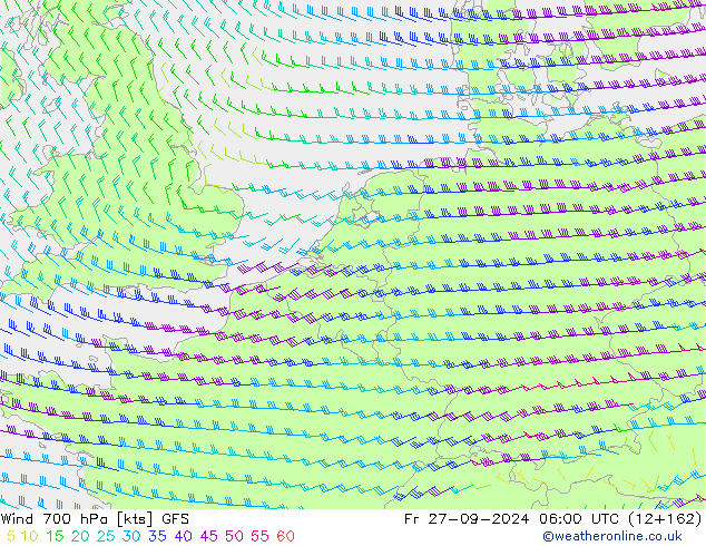 Wind 700 hPa GFS vr 27.09.2024 06 UTC