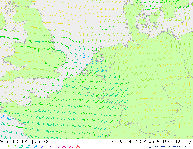 Wind 850 hPa GFS Mo 23.09.2024 03 UTC