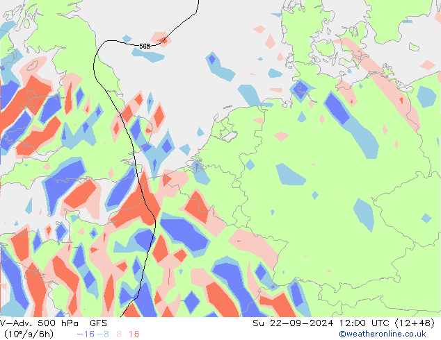 V-Adv. 500 hPa GFS nie. 22.09.2024 12 UTC