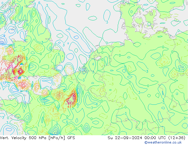 Vert. snelheid 500 hPa GFS zo 22.09.2024 00 UTC