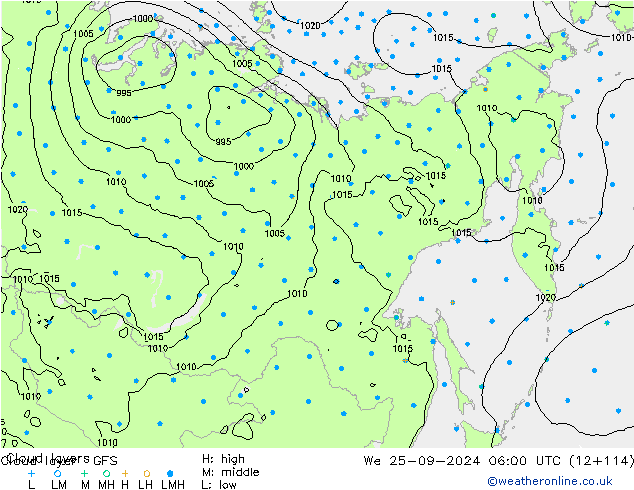 Wolkenlagen GFS wo 25.09.2024 06 UTC