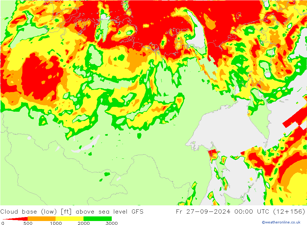 Cloud base (low) GFS Fr 27.09.2024 00 UTC