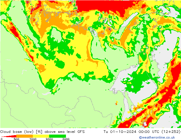 Cloud base (low) GFS  01.10.2024 00 UTC