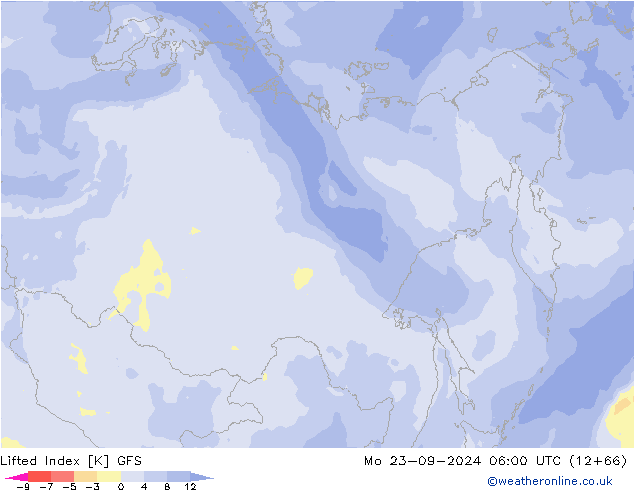 Lifted Index GFS lun 23.09.2024 06 UTC