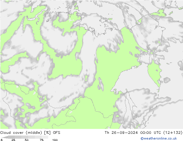 Cloud cover (middle) GFS Th 26.09.2024 00 UTC