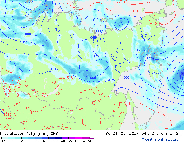 Z500/Rain (+SLP)/Z850 GFS sam 21.09.2024 12 UTC