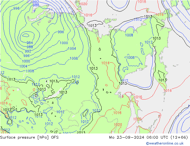 ciśnienie GFS pon. 23.09.2024 06 UTC