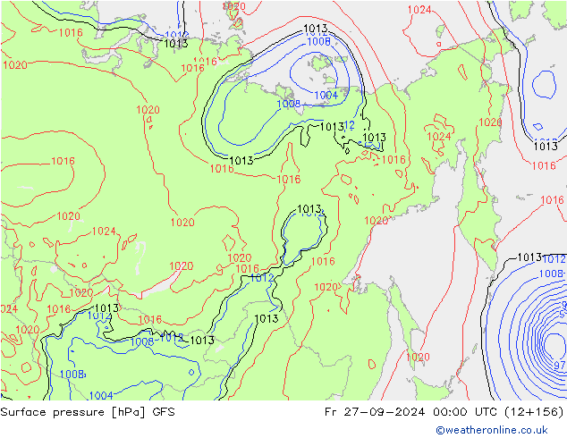 Surface pressure GFS Fr 27.09.2024 00 UTC