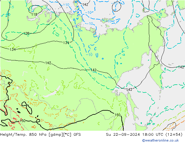 Z500/Rain (+SLP)/Z850 GFS Ne 22.09.2024 18 UTC