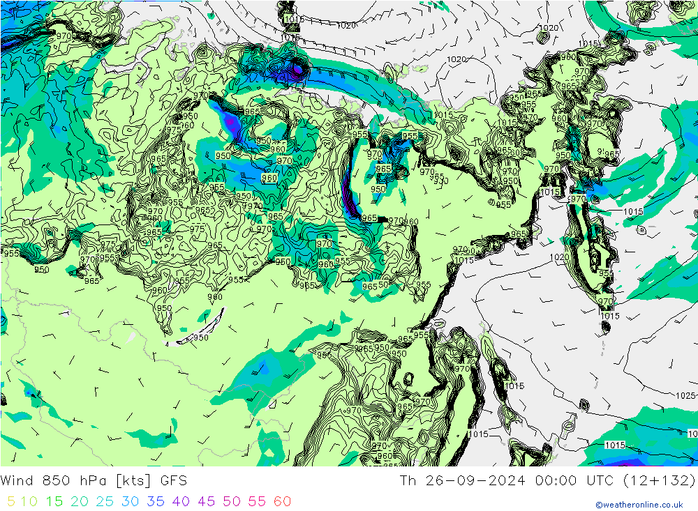 Wind 850 hPa GFS Th 26.09.2024 00 UTC