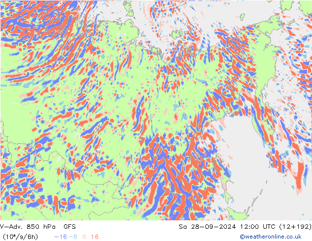 V-Adv. 850 hPa GFS Sa 28.09.2024 12 UTC