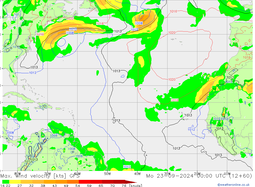 Max. wind velocity GFS Mo 23.09.2024 00 UTC