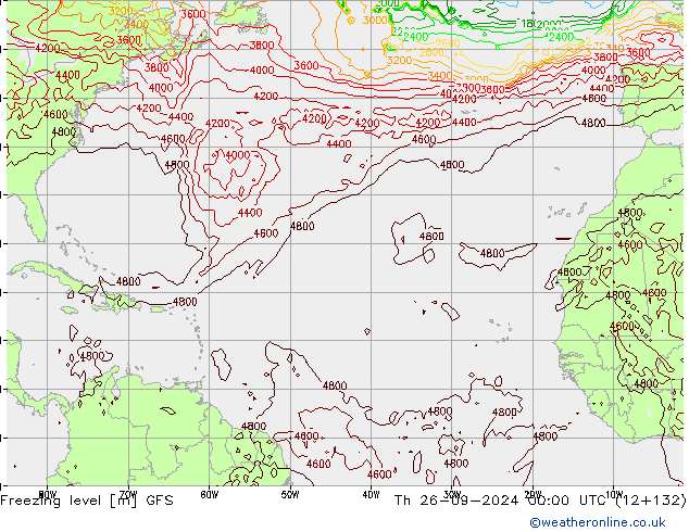 Zero termico GFS gio 26.09.2024 00 UTC