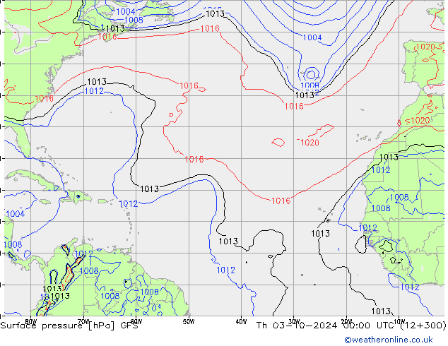 pressão do solo GFS Qui 03.10.2024 00 UTC