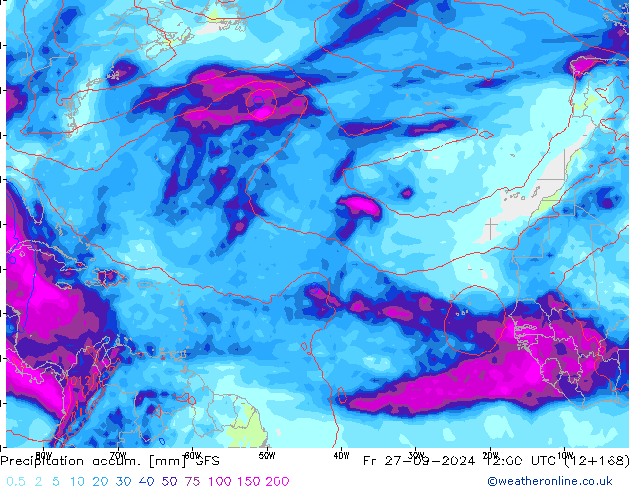 Précipitation accum. GFS ven 27.09.2024 12 UTC