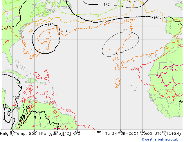 Z500/Rain (+SLP)/Z850 GFS Út 24.09.2024 00 UTC