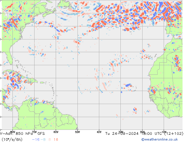 V-Adv. 850 hPa GFS Sa 24.09.2024 18 UTC