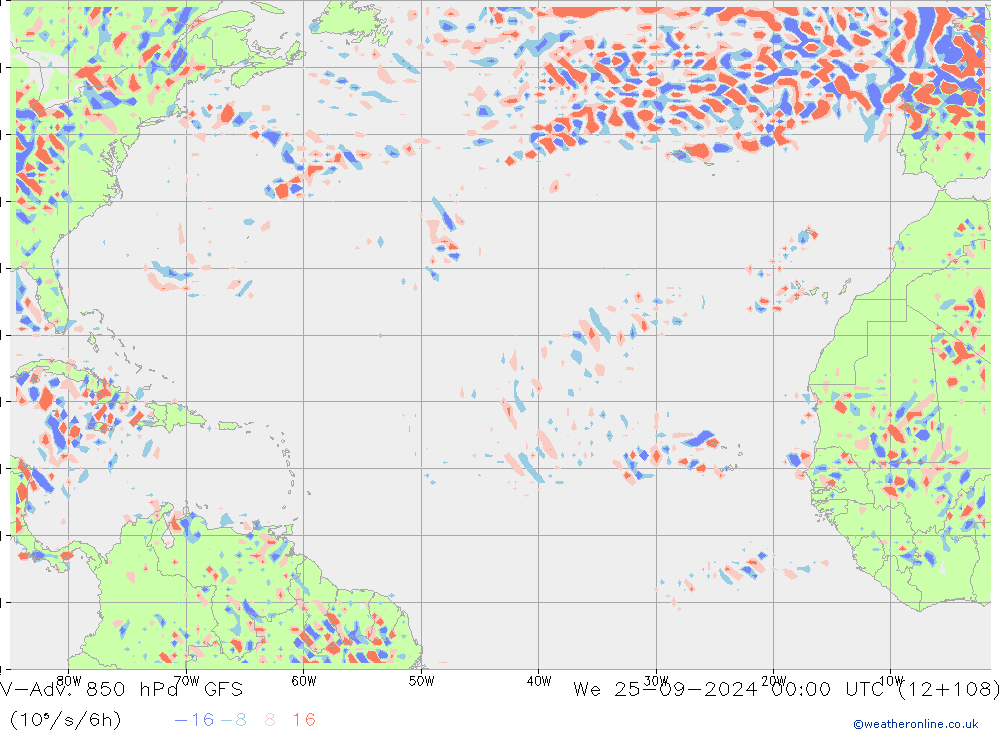 V-Adv. 850 hPa GFS We 25.09.2024 00 UTC