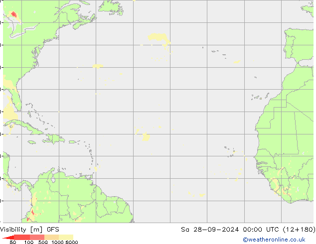 Dohlednost GFS So 28.09.2024 00 UTC