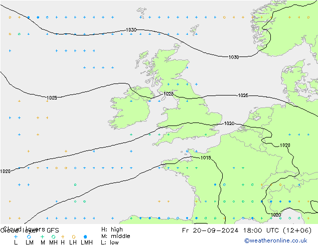 Chmura warstwa GFS pt. 20.09.2024 18 UTC