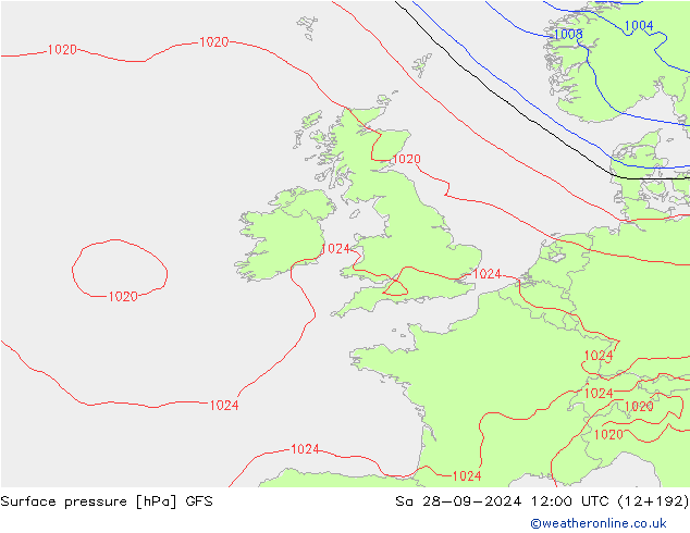 Surface pressure GFS Sa 28.09.2024 12 UTC