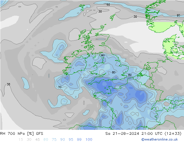 RH 700 hPa GFS  21.09.2024 21 UTC