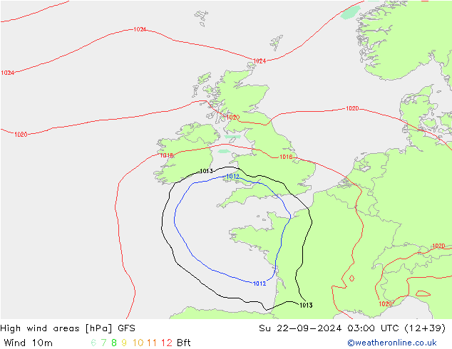 High wind areas GFS dom 22.09.2024 03 UTC