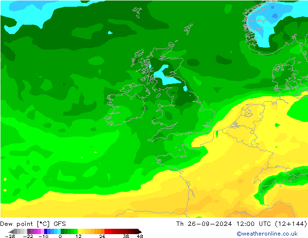 Ponto de orvalho GFS Qui 26.09.2024 12 UTC