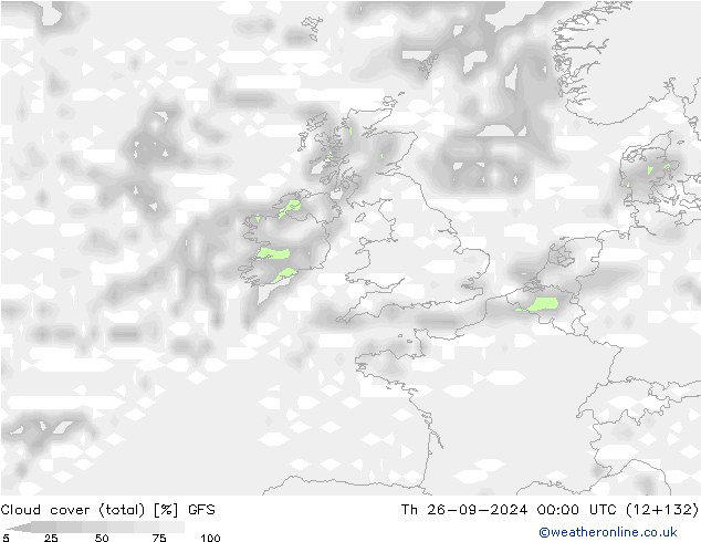 Nubes (total) GFS jue 26.09.2024 00 UTC