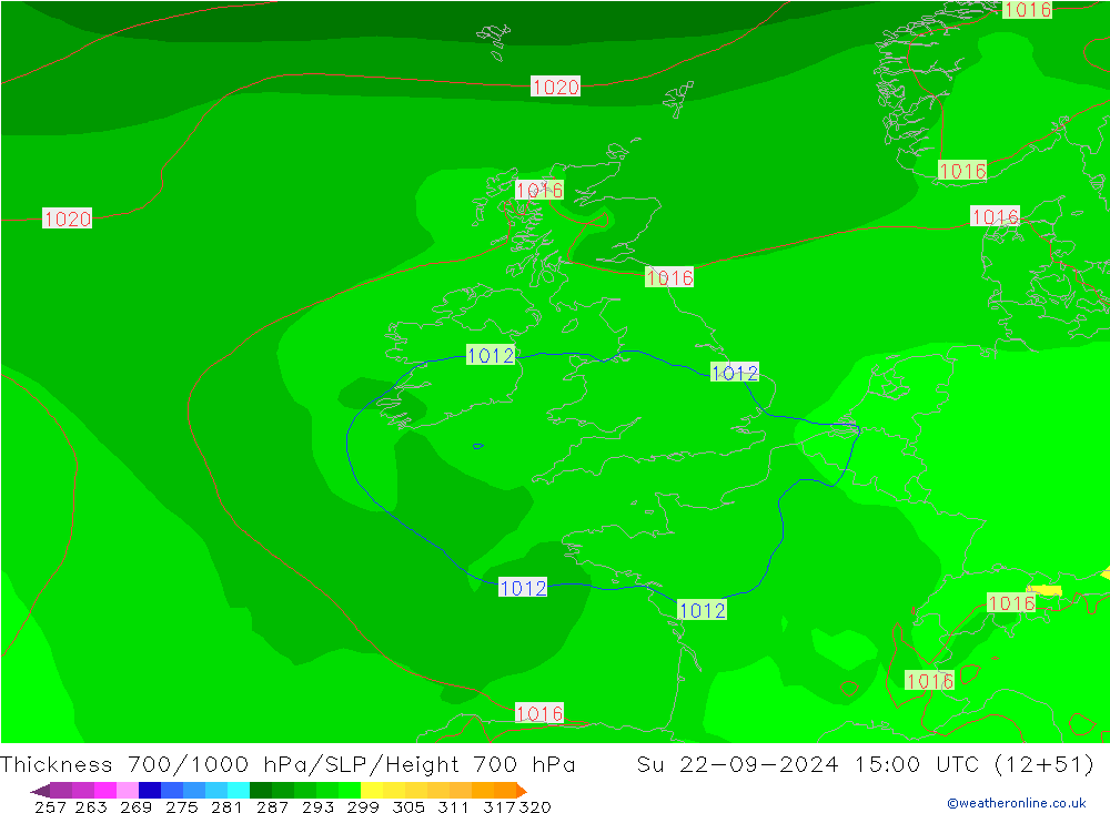 Thck 700-1000 hPa GFS wrzesień 2024