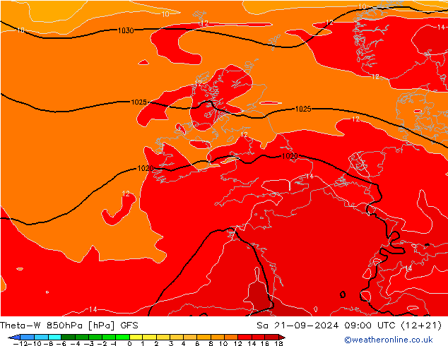 Theta-W 850hPa GFS sam 21.09.2024 09 UTC