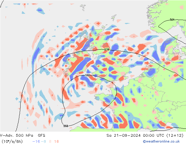 V-Adv. 500 hPa GFS Sa 21.09.2024 00 UTC