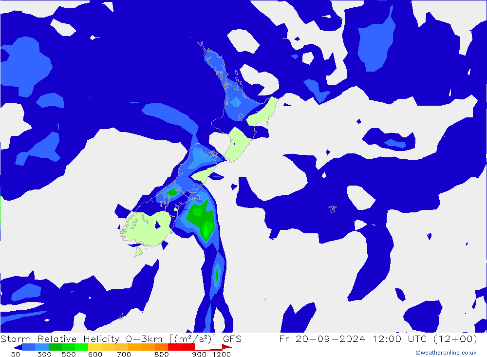 Storm Relative Helicity GFS vie 20.09.2024 12 UTC