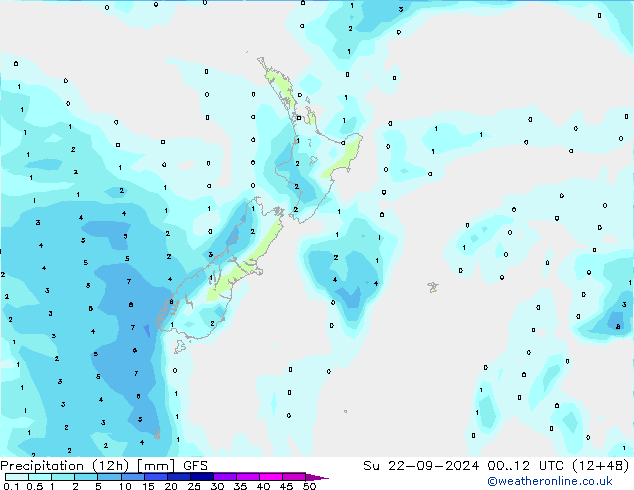 Precipitation (12h) GFS Ne 22.09.2024 12 UTC