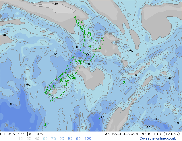 RV 925 hPa GFS ma 23.09.2024 00 UTC