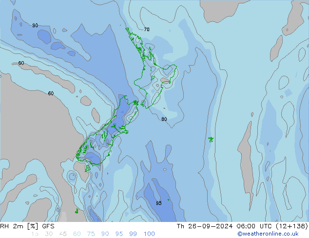 RH 2m GFS Qui 26.09.2024 06 UTC