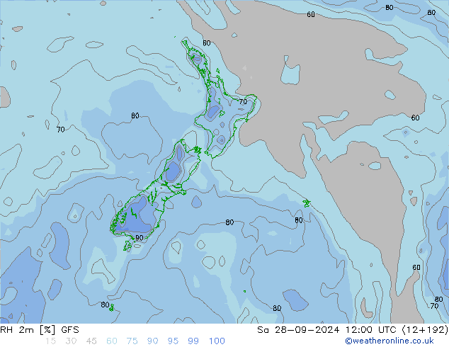 RH 2m GFS сб 28.09.2024 12 UTC