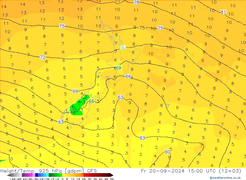 Height/Temp. 925 hPa GFS Pá 20.09.2024 15 UTC